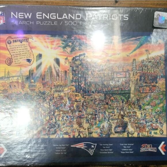 NEW ENGLAND PATRIOTS “JOE JOURNEYMAN” NFL 500 Pc SEARCH AND FIND Jigsaw Puzzle - Picture 1 of 5